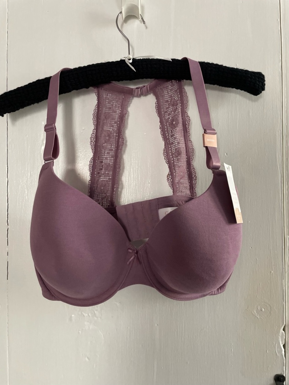 CACIQUE INTIMATES Plum Floral Sheer Lace-Back T-Shirt Bra Underwire 38DDD - NWT
